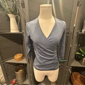 Blue Wrap Top with 3/4” Sleeves by Ann Taylor